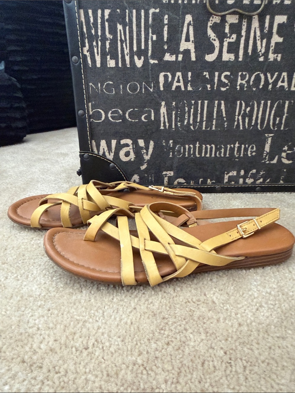 Franco Sarto Women's Strappy Slingback Sandals in Mustard